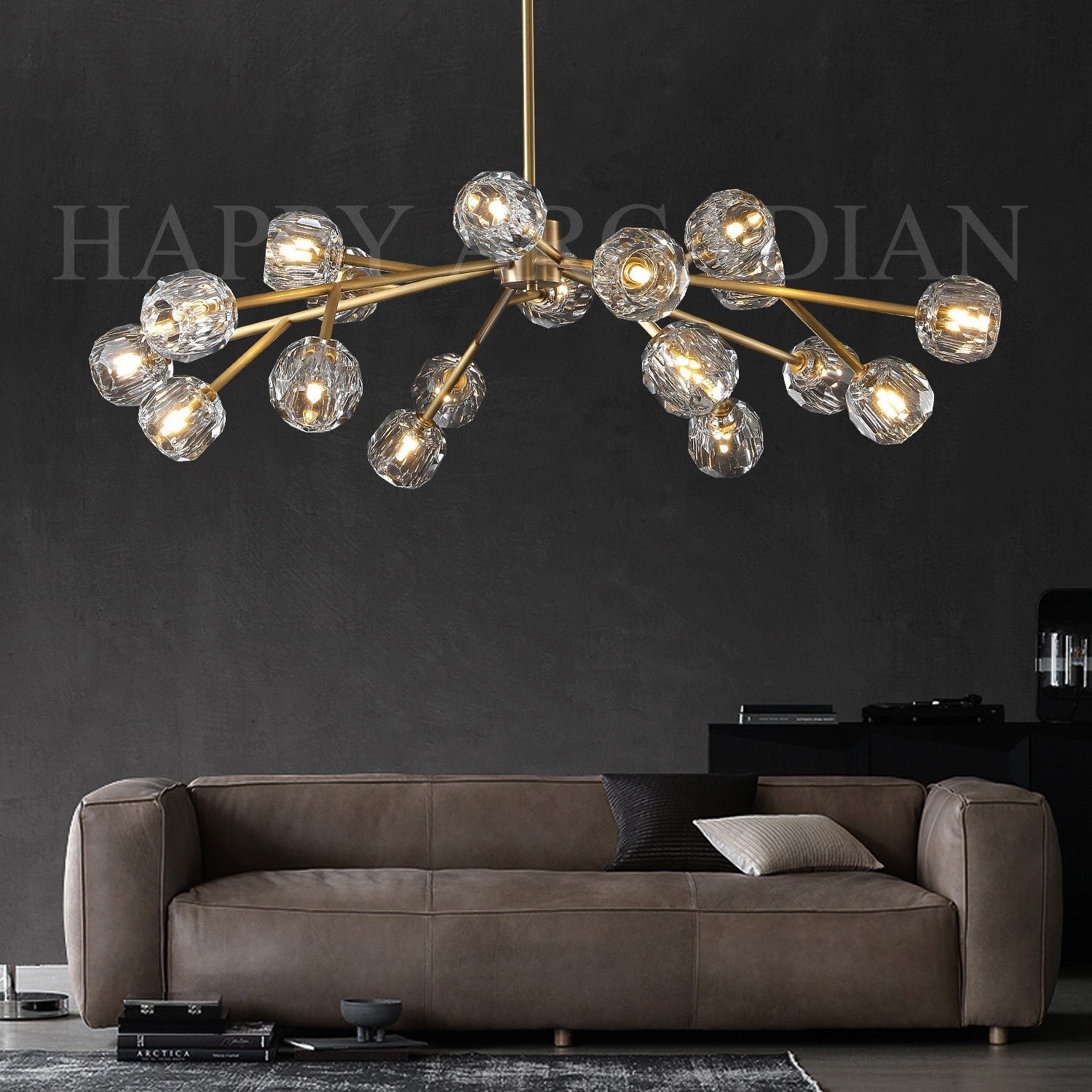 HA Bola De Clear Crystal Round Chandelier 48"