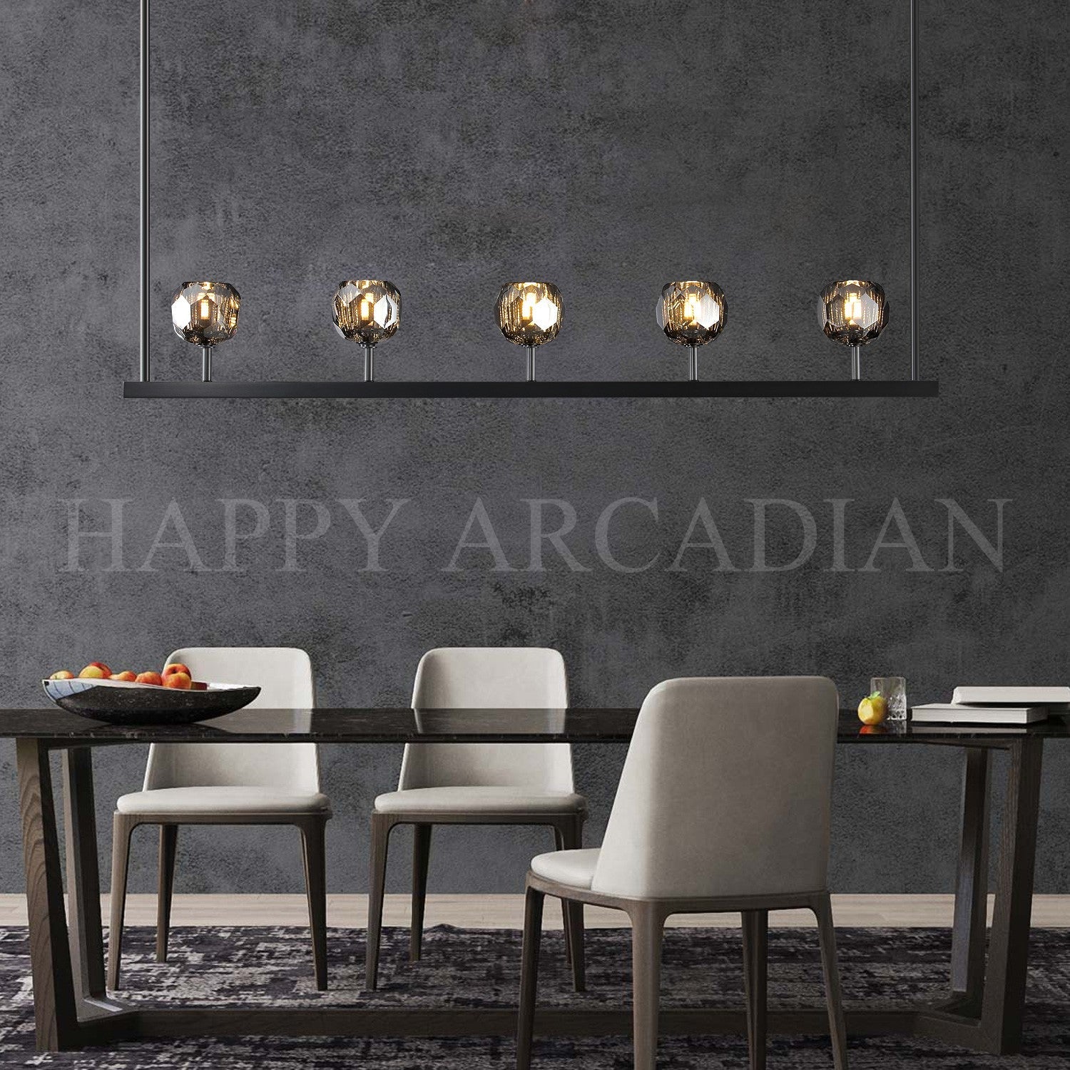 HA Bola De Smoke Glass Linear Chandelier 48" for Living room