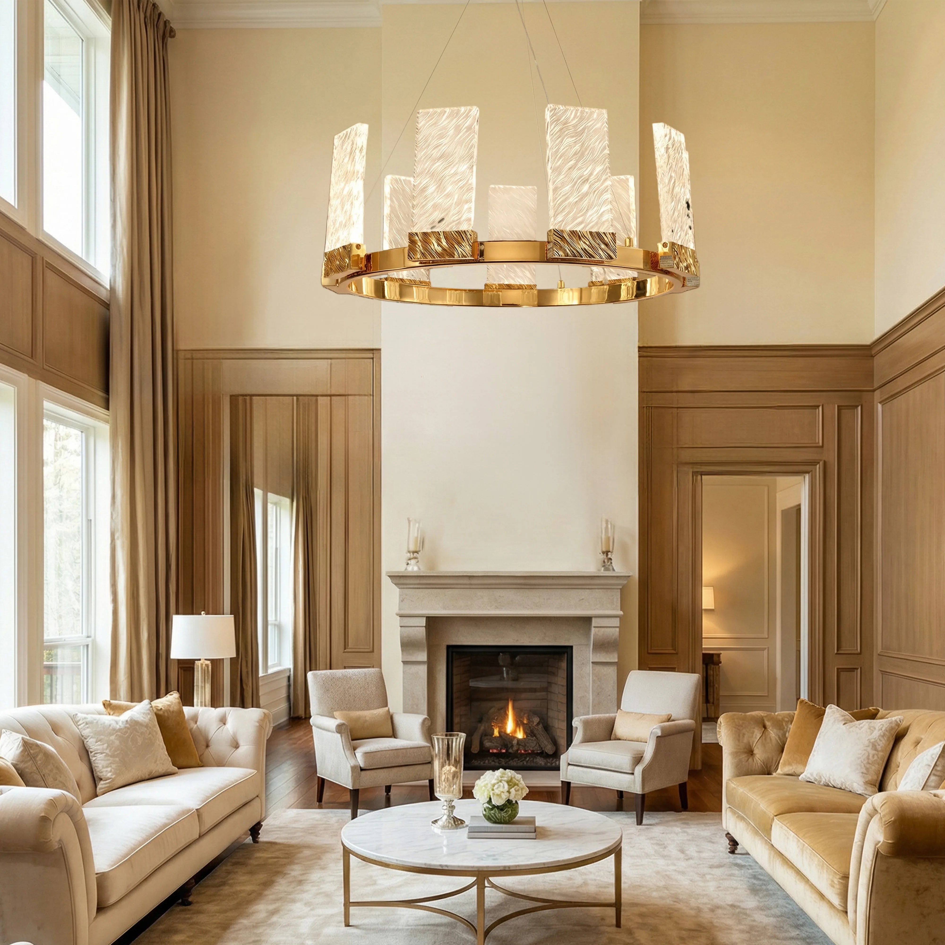 Haloire 1-Tier Round LED Ring Chandelier