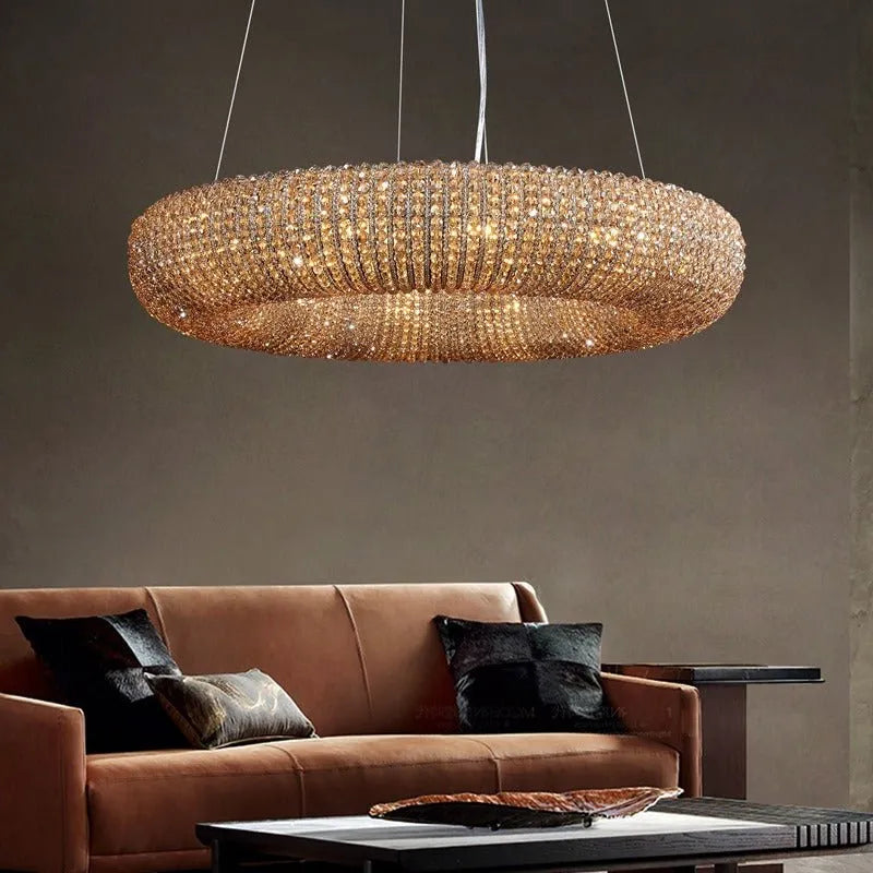 Amber Luxury Crystal Smoke Round Chandeliers