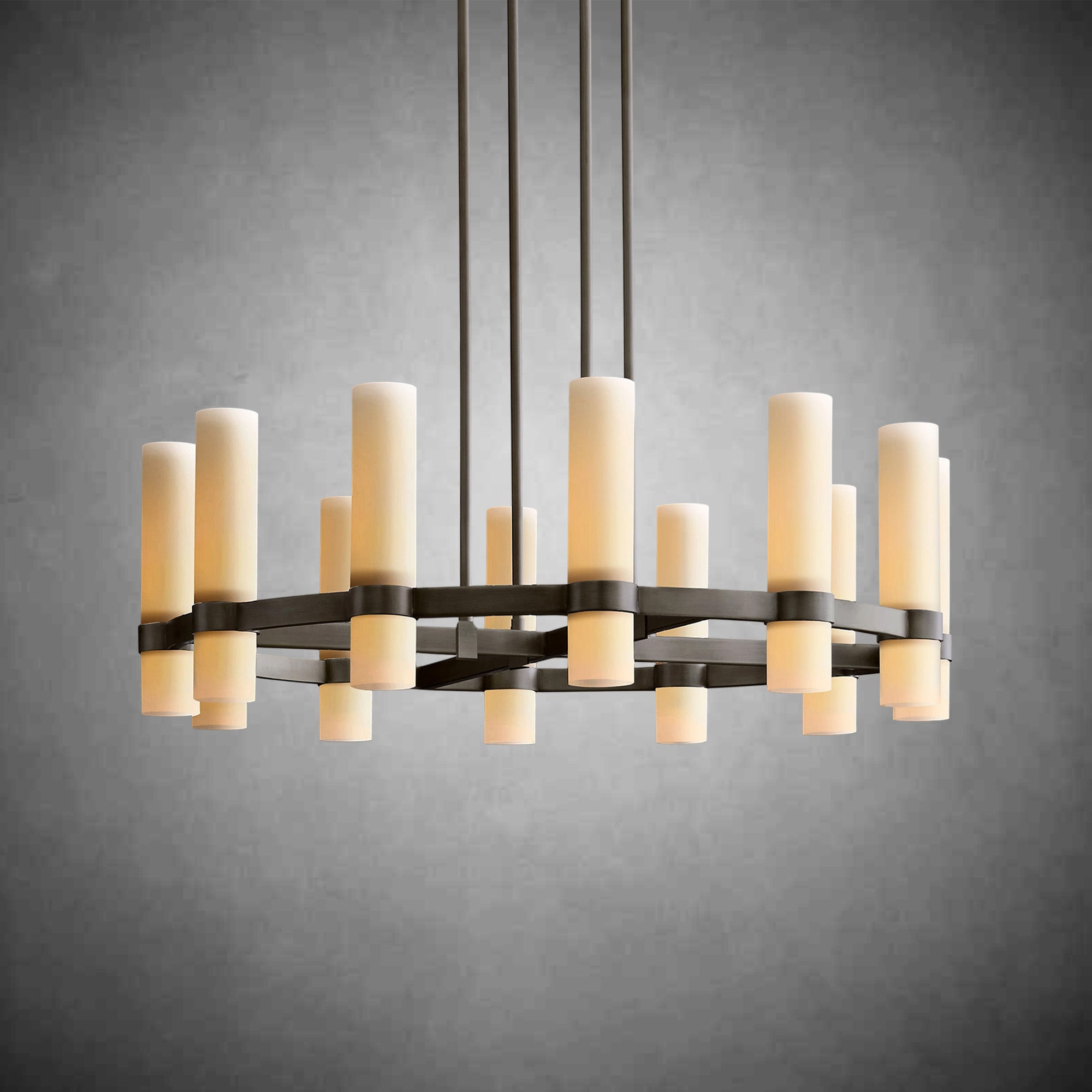 HA Rebecca Round Milk Glass Chandelier