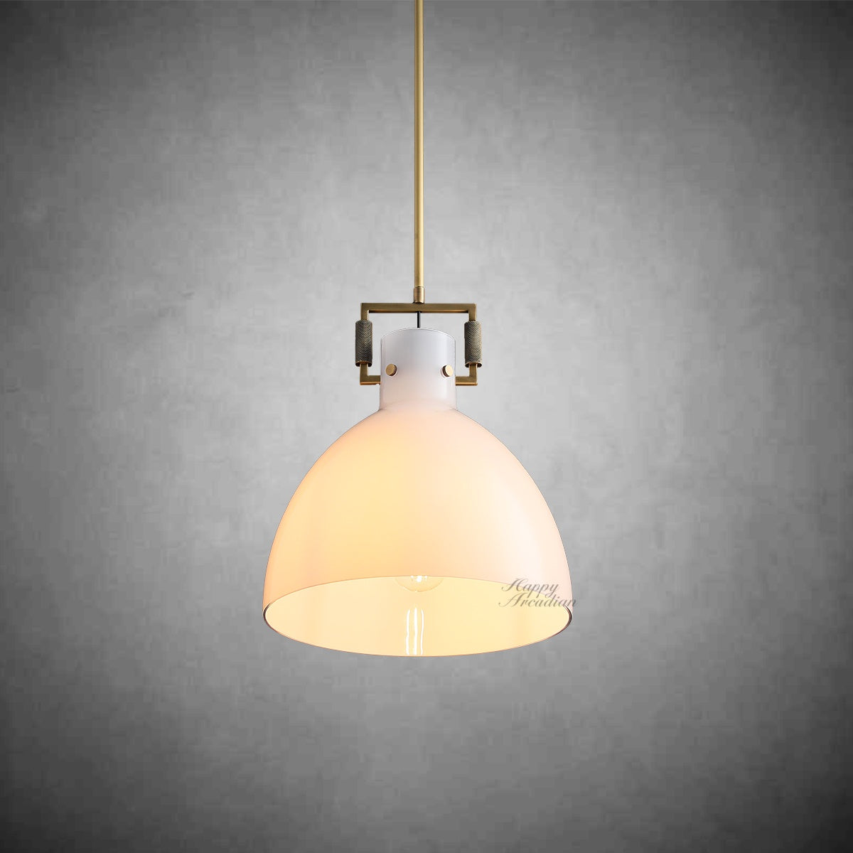 Machinist Milk Glass Cloche Pendant