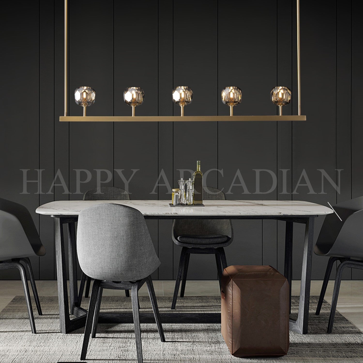 HA Bola De Smoke Glass Linear Chandelier 48" for Living room