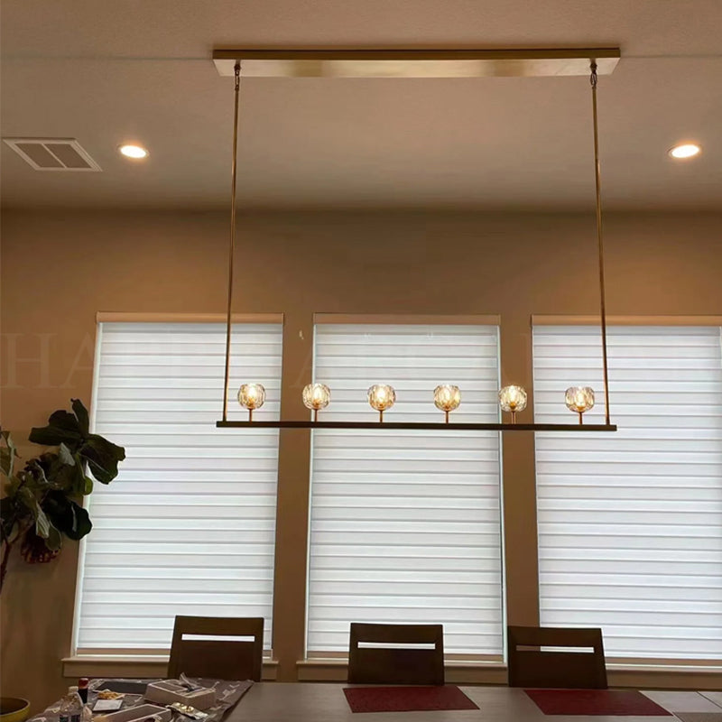 HA Bola De Clear Cristal Linear Chandelier 48"