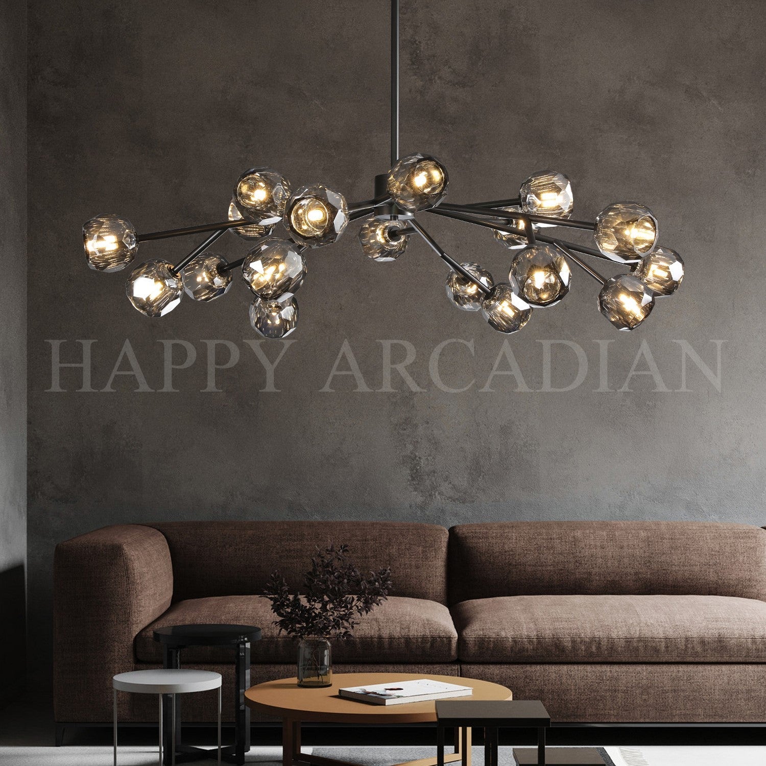 HA Bola De Smoke Crystal Round Chandelier 48"