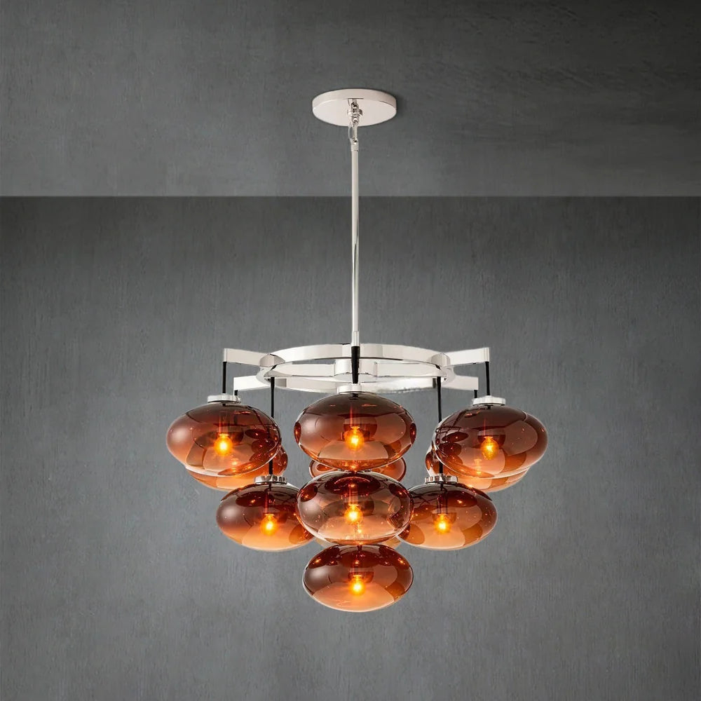 Cabrlet Smoke Glass Round Chandelier 36"