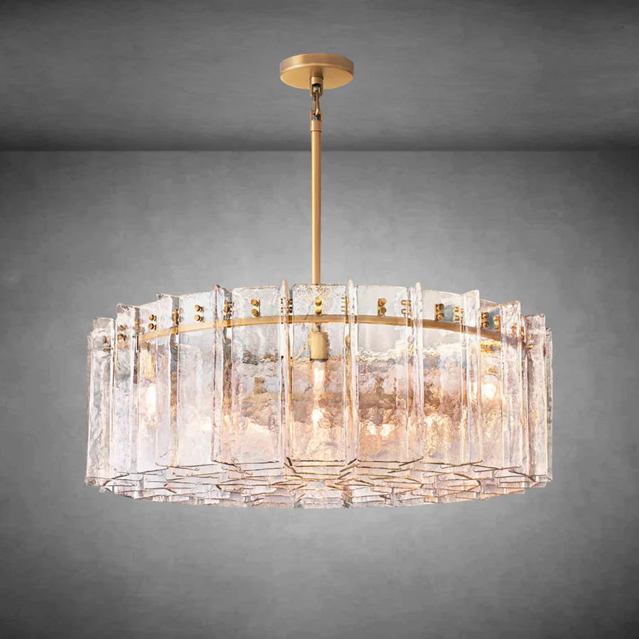 HA Lattice Clear Glass Round Chandelier 36'' 48''
