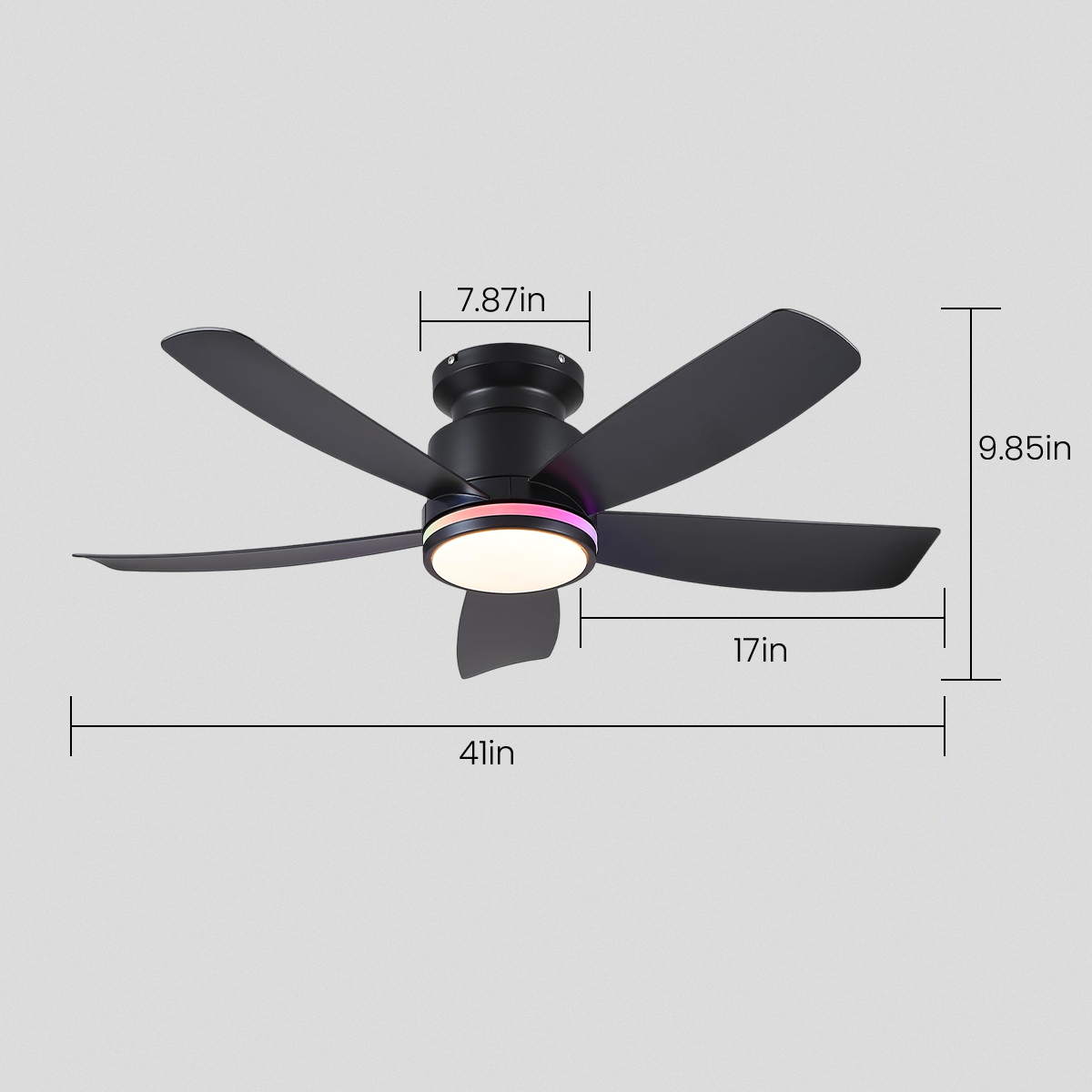 RGB Recessed remote control ceiling fan light 41"