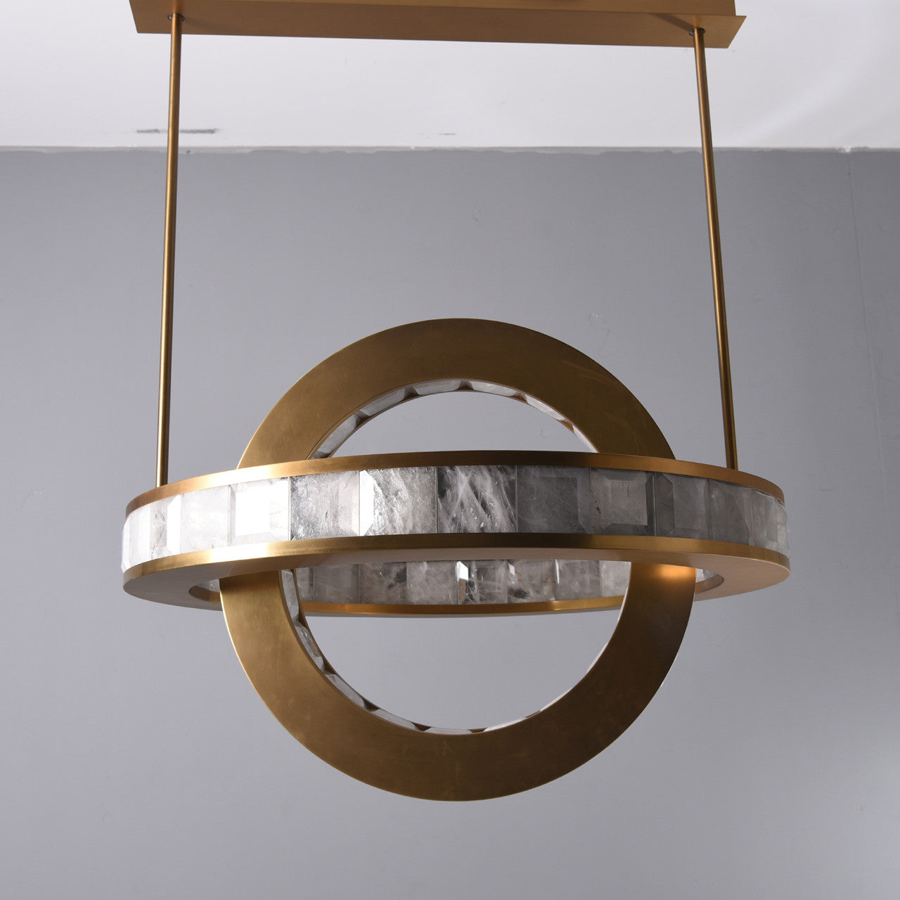 Rosario Luxury Brass Rock Crystal Pendant Chandelier