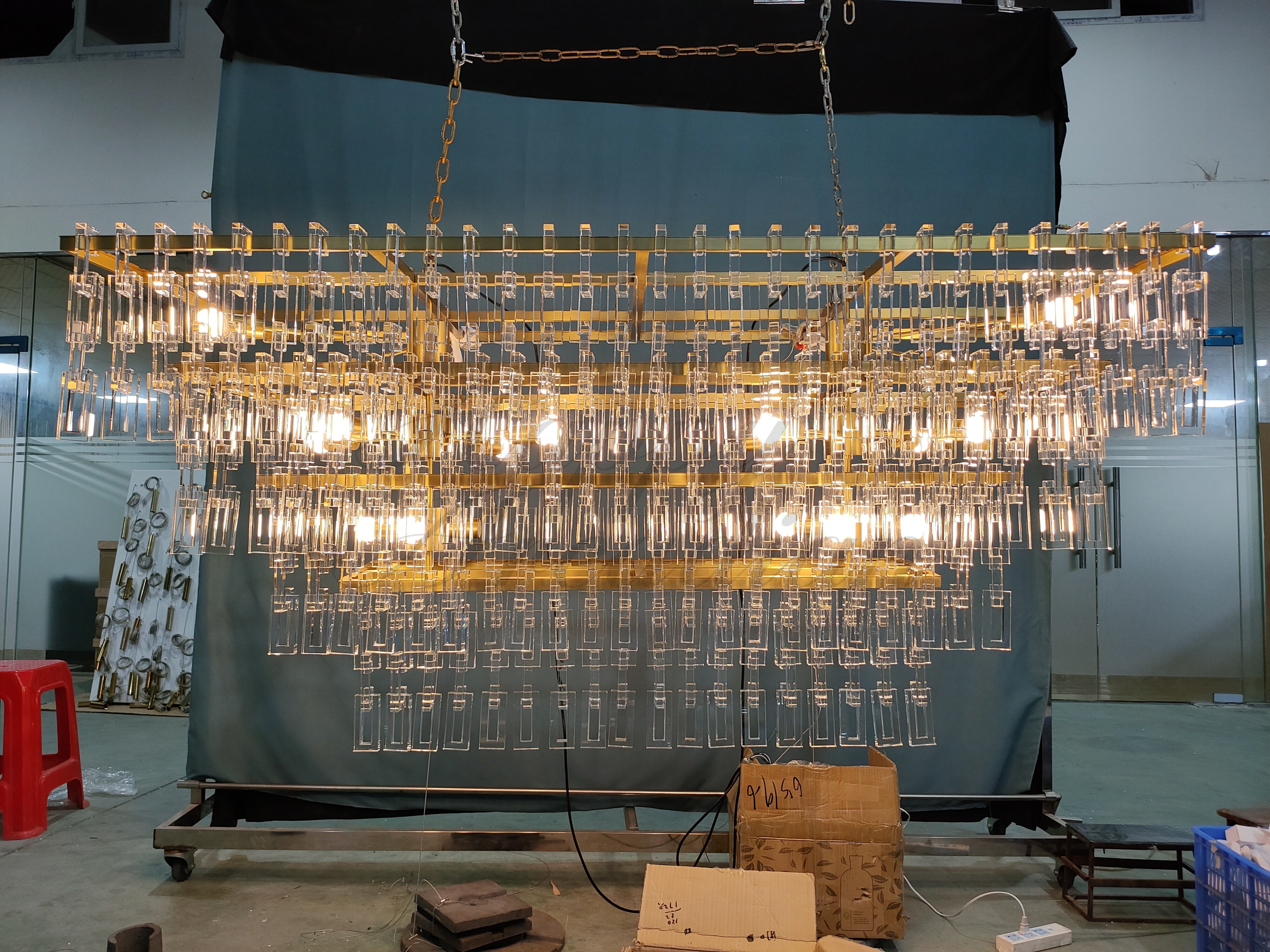 Seraphina Tiered K9 Crystal Rectangle Chandelier