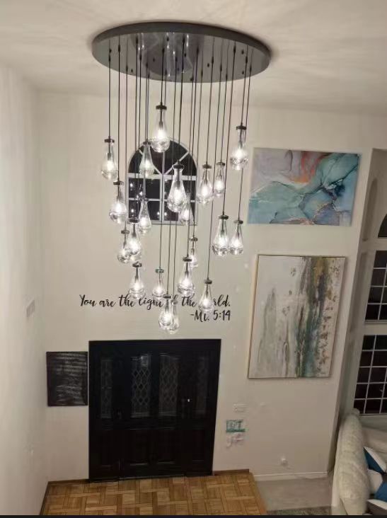 HA Raindrop Glass Round Chandelier 60"