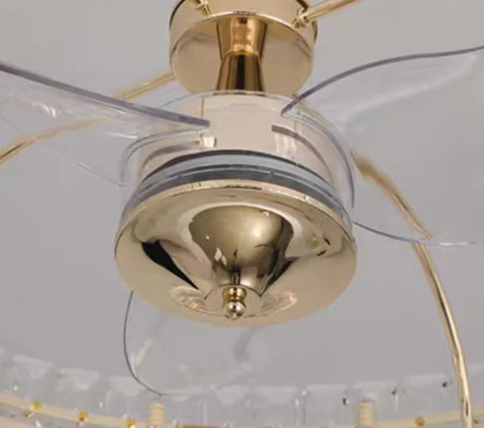 New Modern Invisible Fan Light Candle Crystal Chandelier for Living/Dining Room/Bedroom