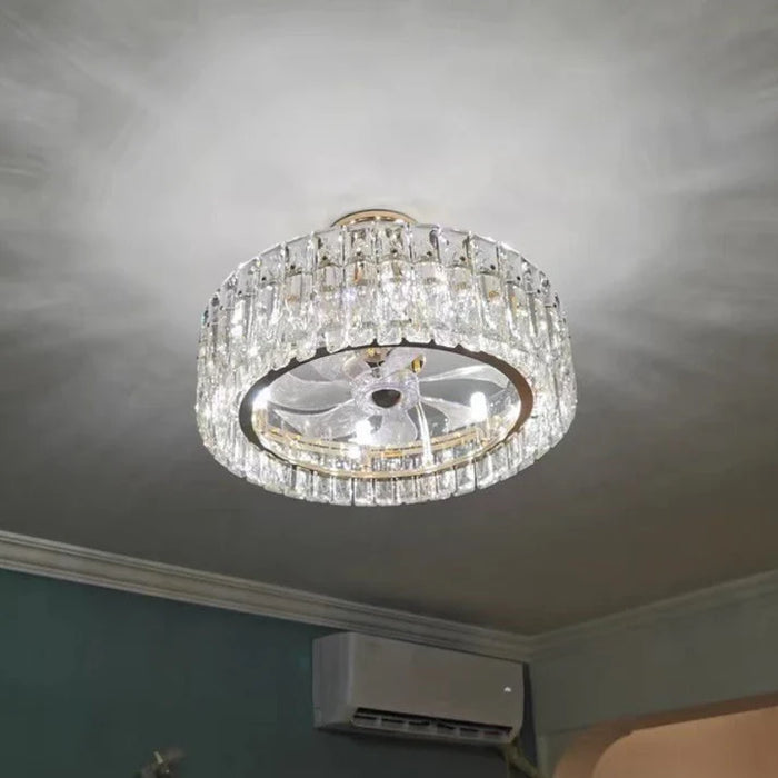 New Modern Invisible Fan Light Candle Crystal Chandelier for Living/Dining Room/Bedroom
