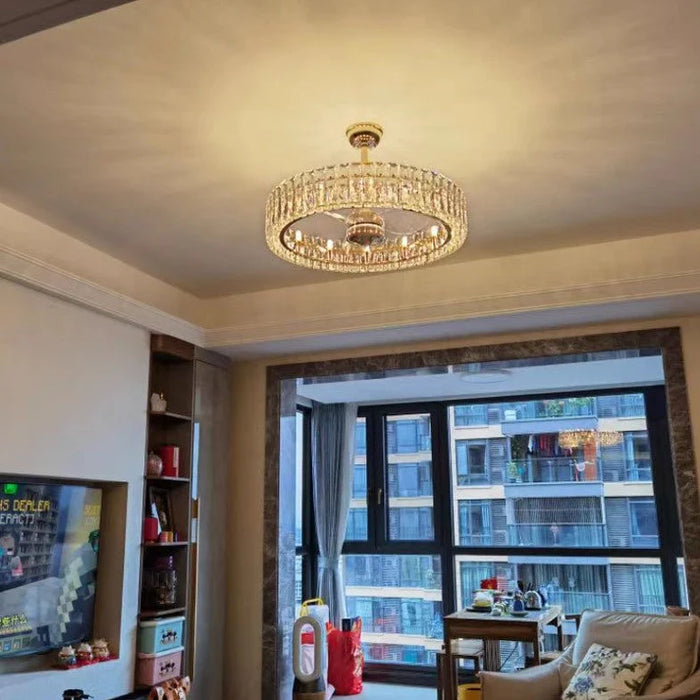 New Modern Invisible Fan Light Candle Crystal Chandelier for Living/Dining Room/Bedroom