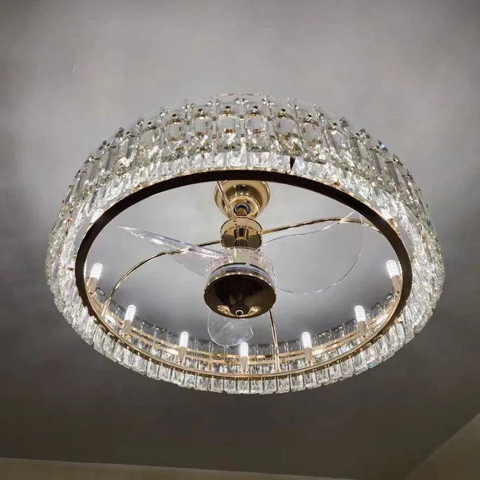 New Modern Invisible Fan Light Candle Crystal Chandelier for Living/Dining Room/Bedroom