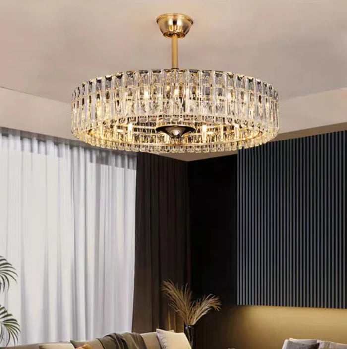 New Modern Invisible Fan Light Candle Crystal Chandelier for Living/Dining Room/Bedroom