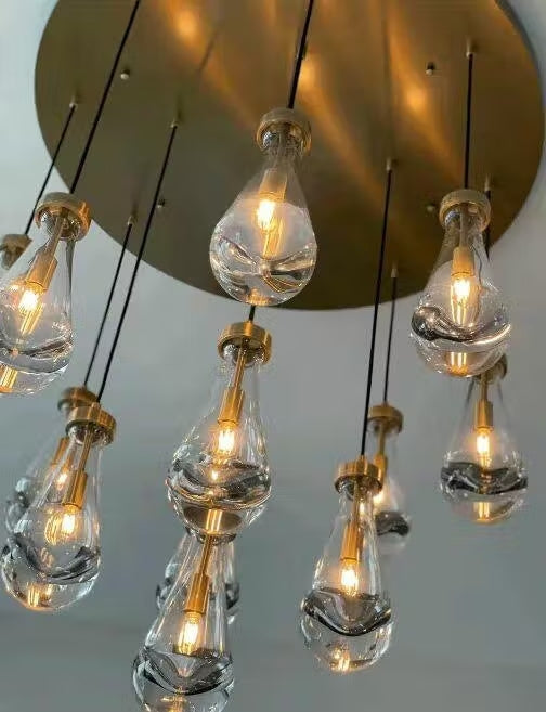 HA Curstomized Raindrop Glass Round Chandelier 24” 10-lights