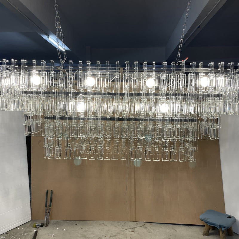 Seraphina Tiered K9 Crystal Rectangle Chandelier