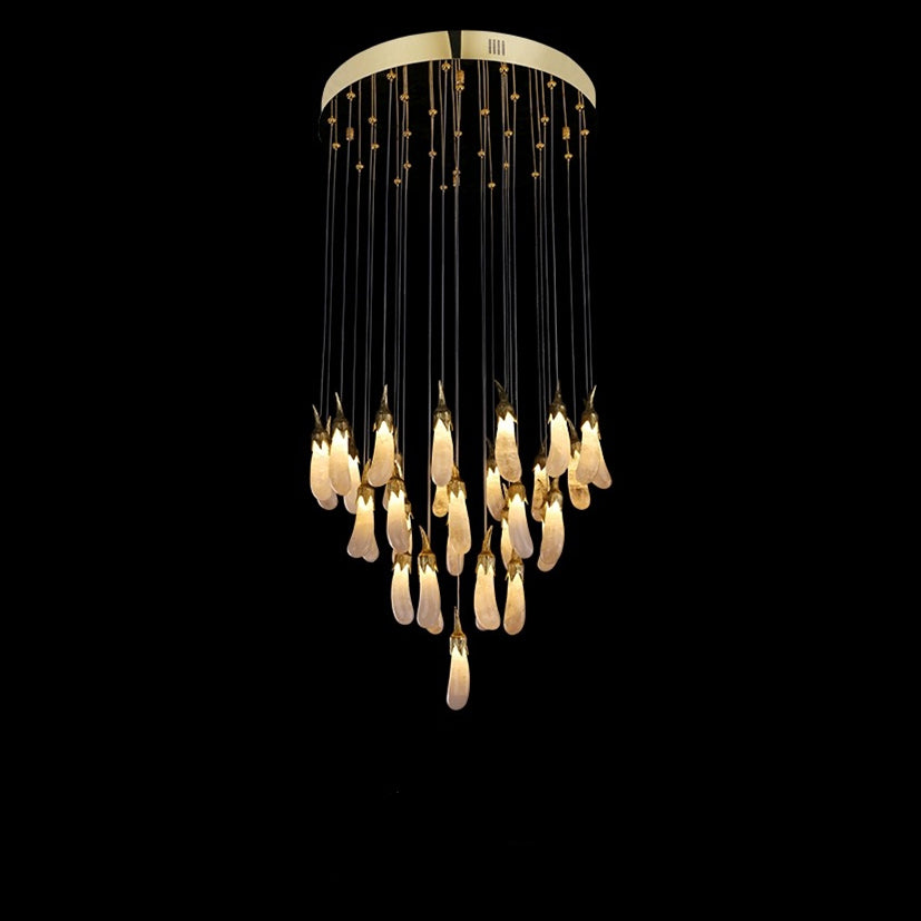 Kathleen Rock Crystal 32 Light Rock Crystal Long-eggplants Pendant Modern LED Chandelier