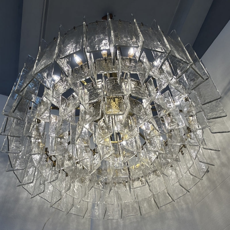 HA Lattice Clear Glass Round Chandelier 36'' 48''