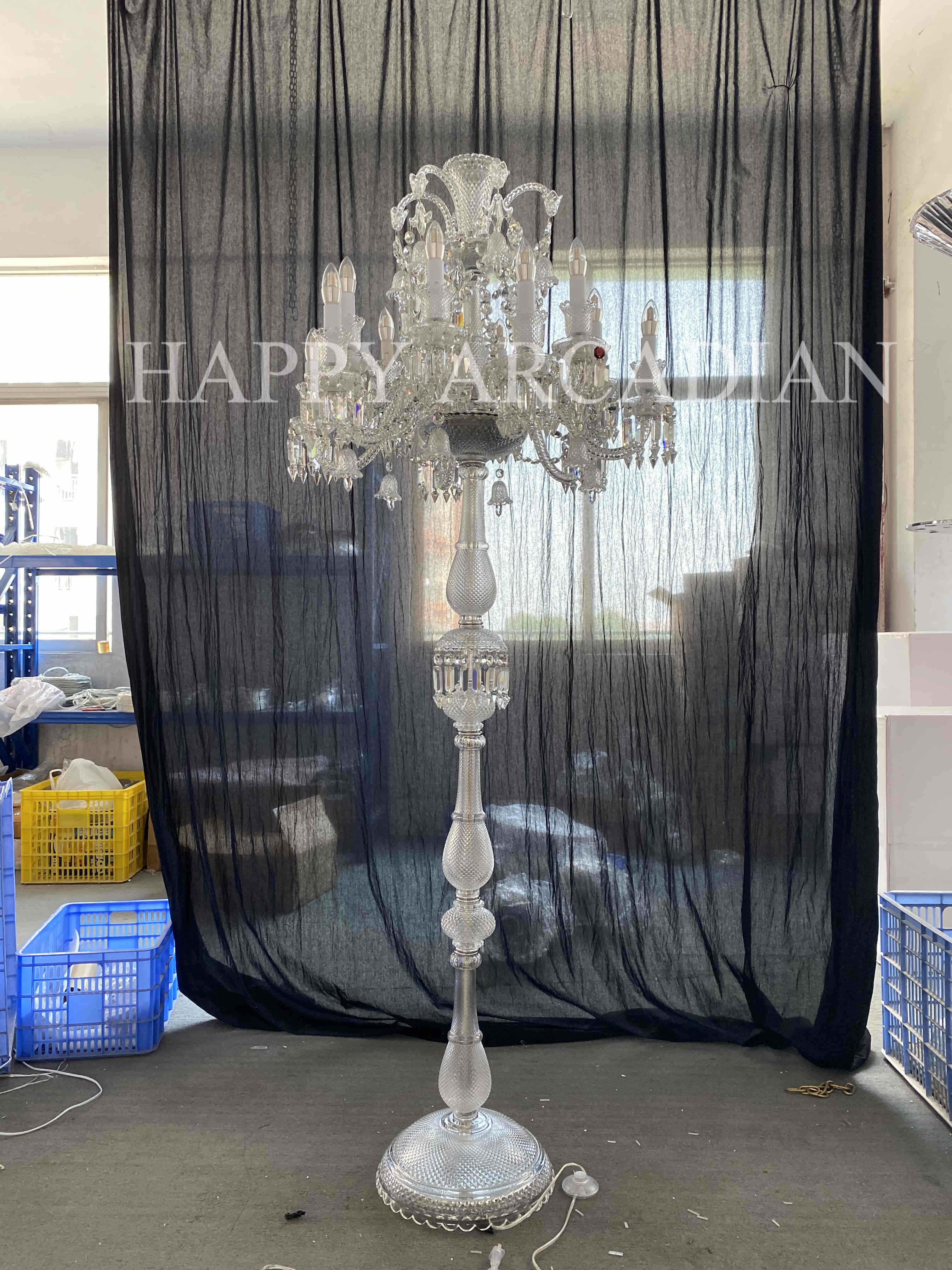 Arcadian Zénith Crystal Candelabra With Fabric Shade