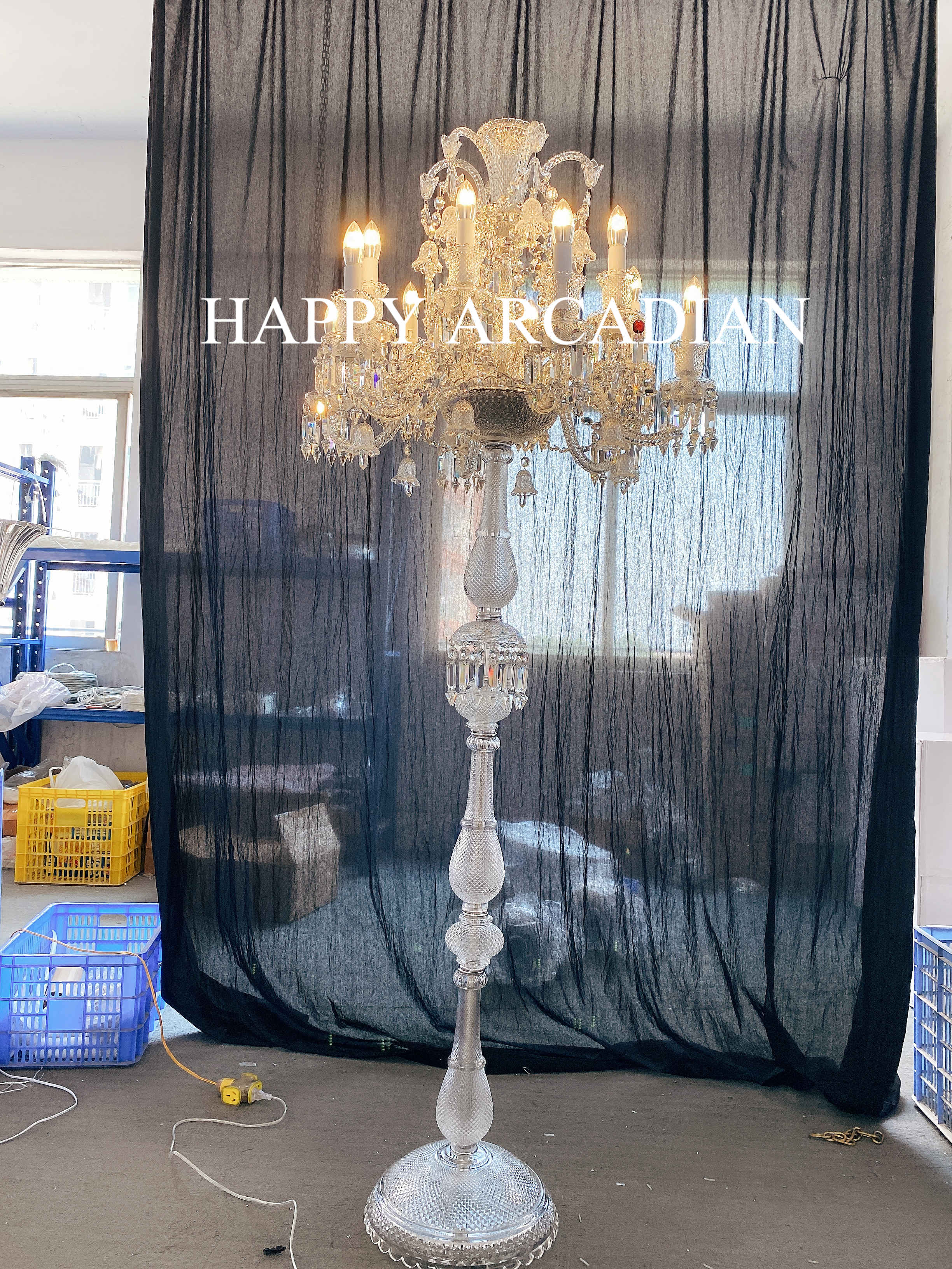 Arcadian Zénith Crystal Candelabra With Fabric Shade