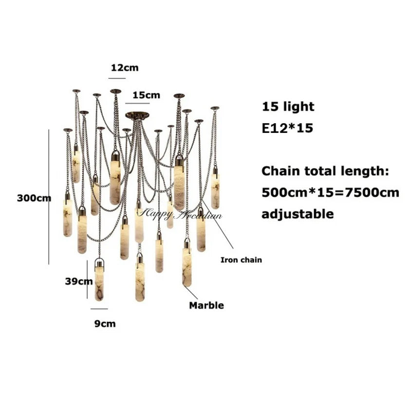 Happyarcadian Black & White Marble Chandelier