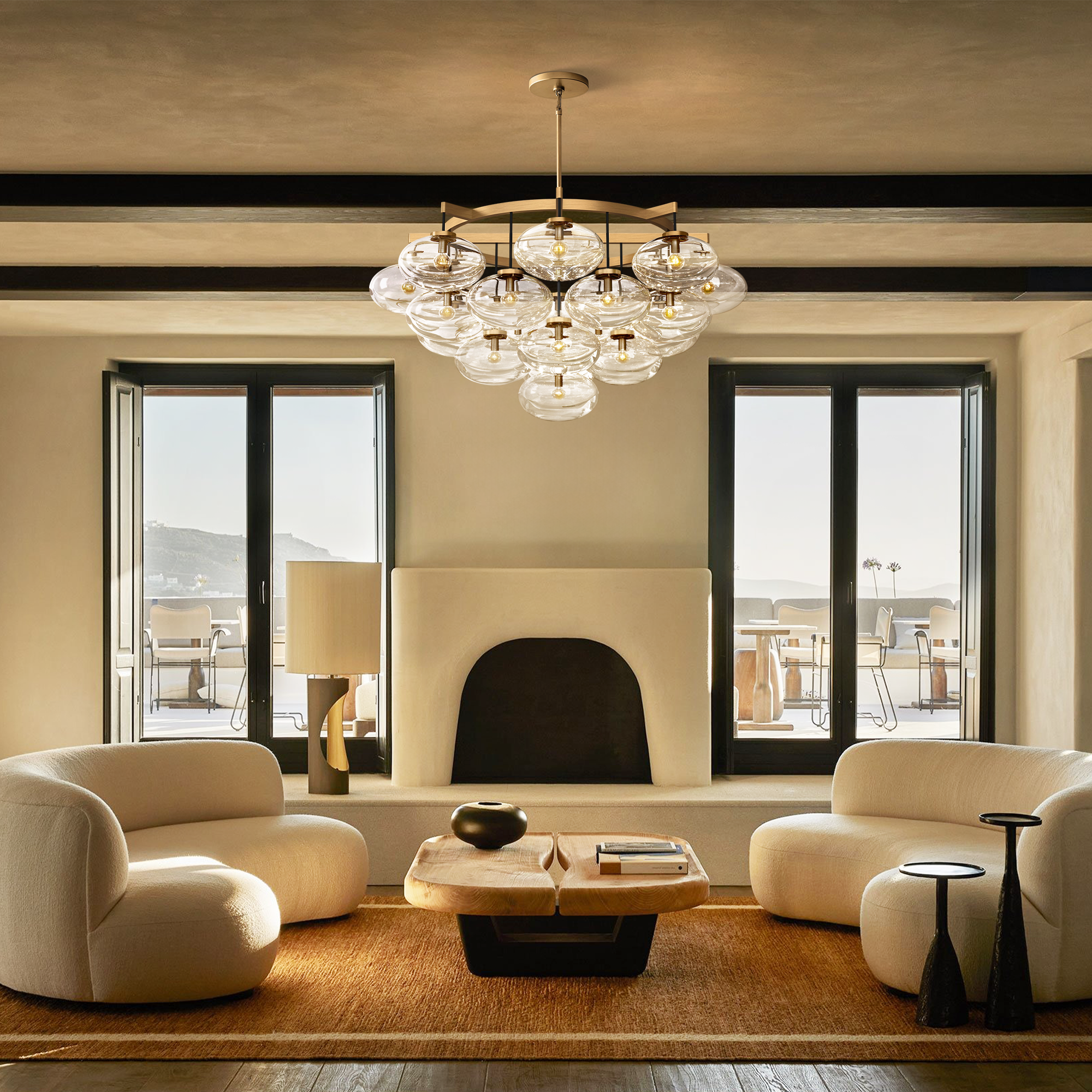 Cabrlet Clear Glass Round Chandelier 48"