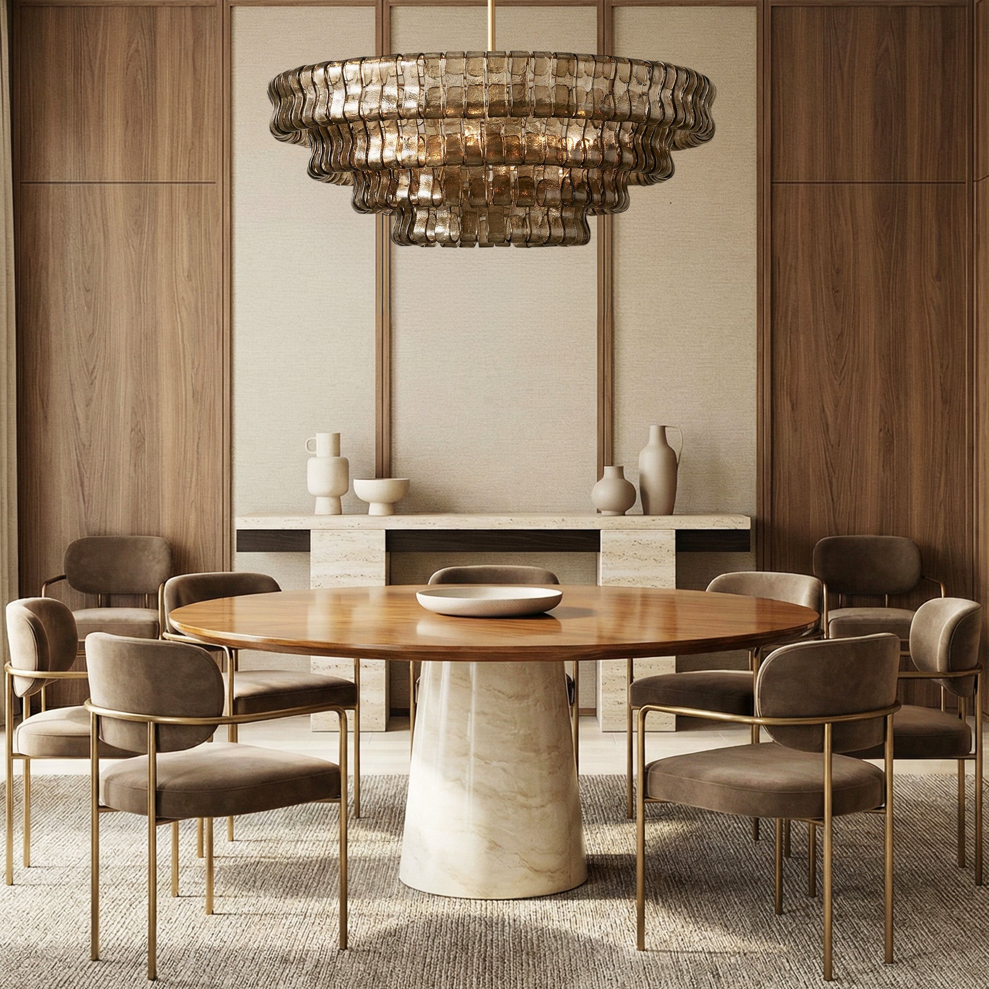 Ghiaccio Glass Round Chandelier