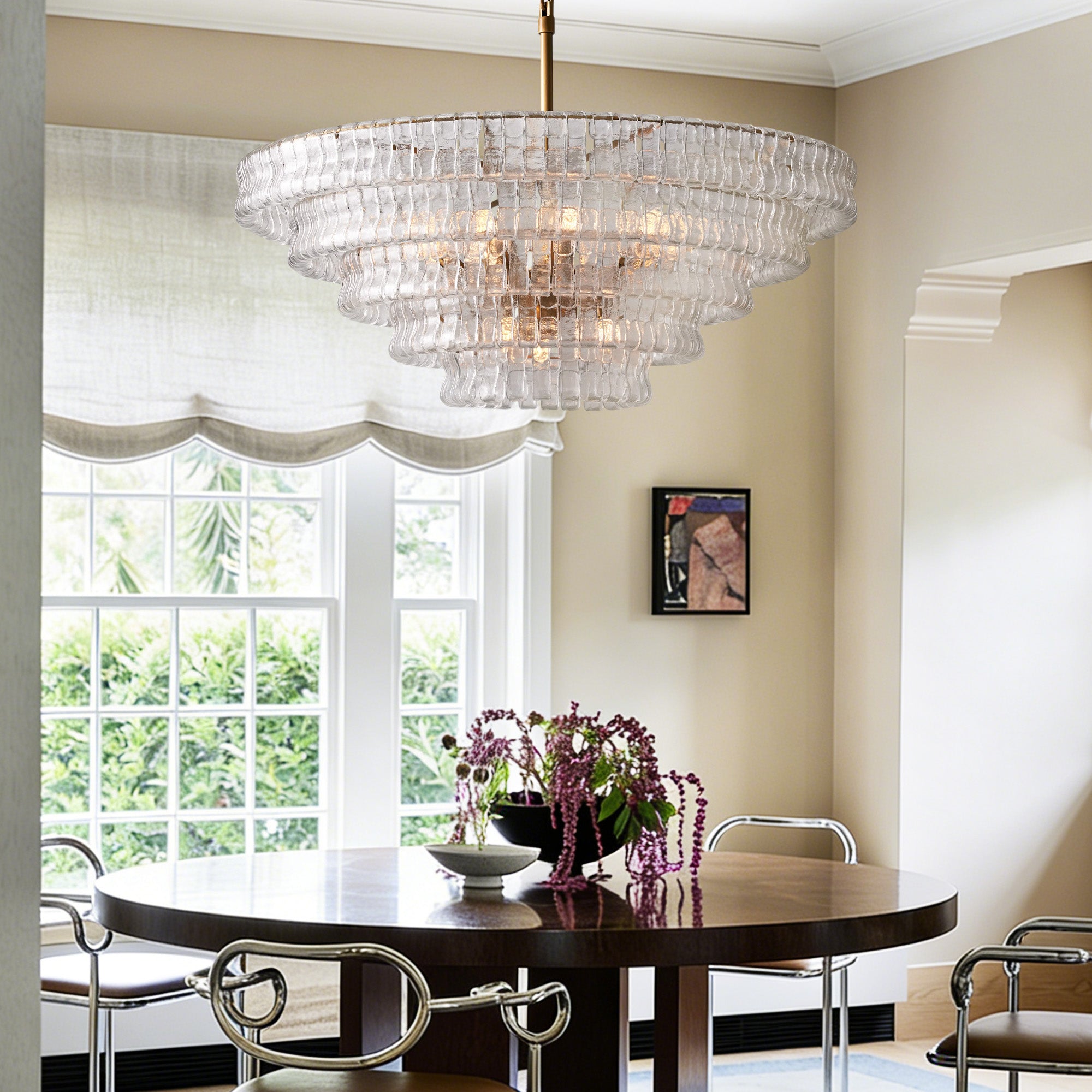 Ghiaccio Glass Round Chandelier