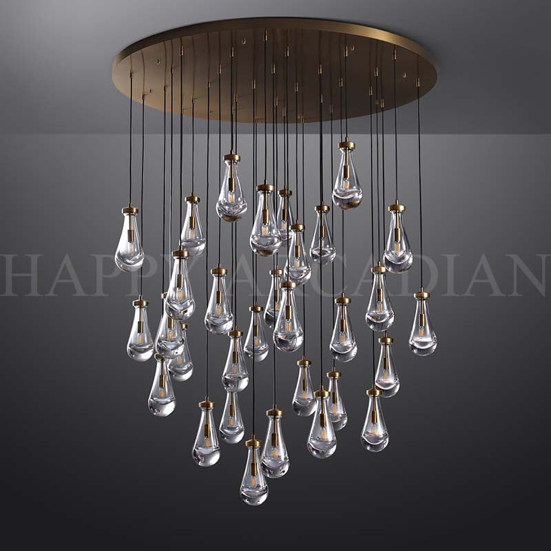HA Raindrop Glass Round Chandelier 60"