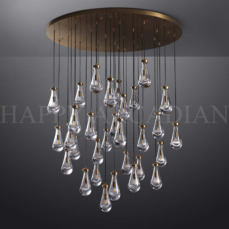 HA Raindrop Glass Round Chandelier 60"