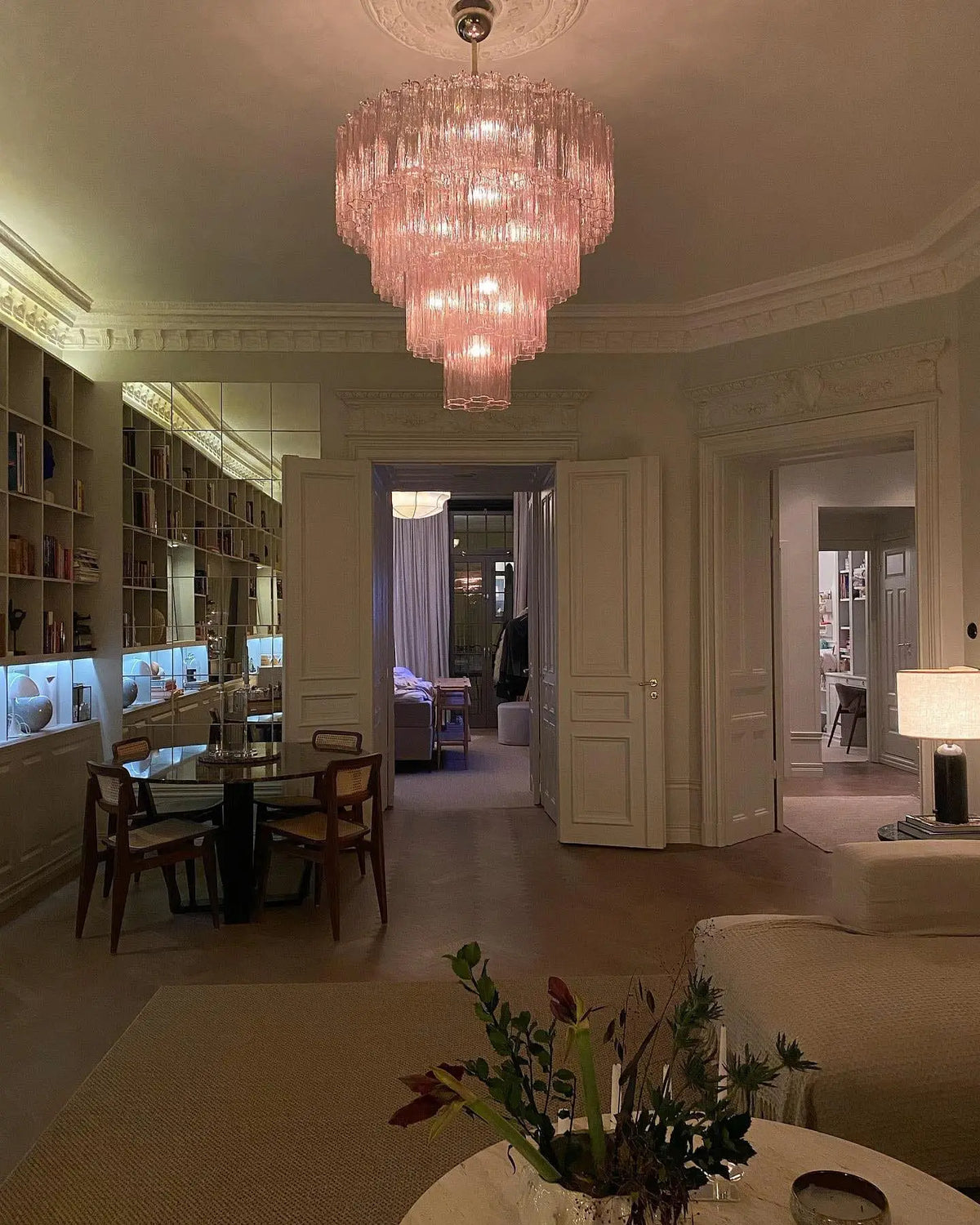 Pink Murano Glass 78-Tube Chandelier