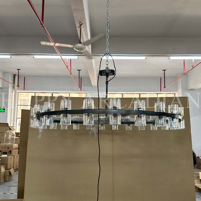 HA Harrison Crystal Round Vintage Candle Chandelier 36" Dining Room