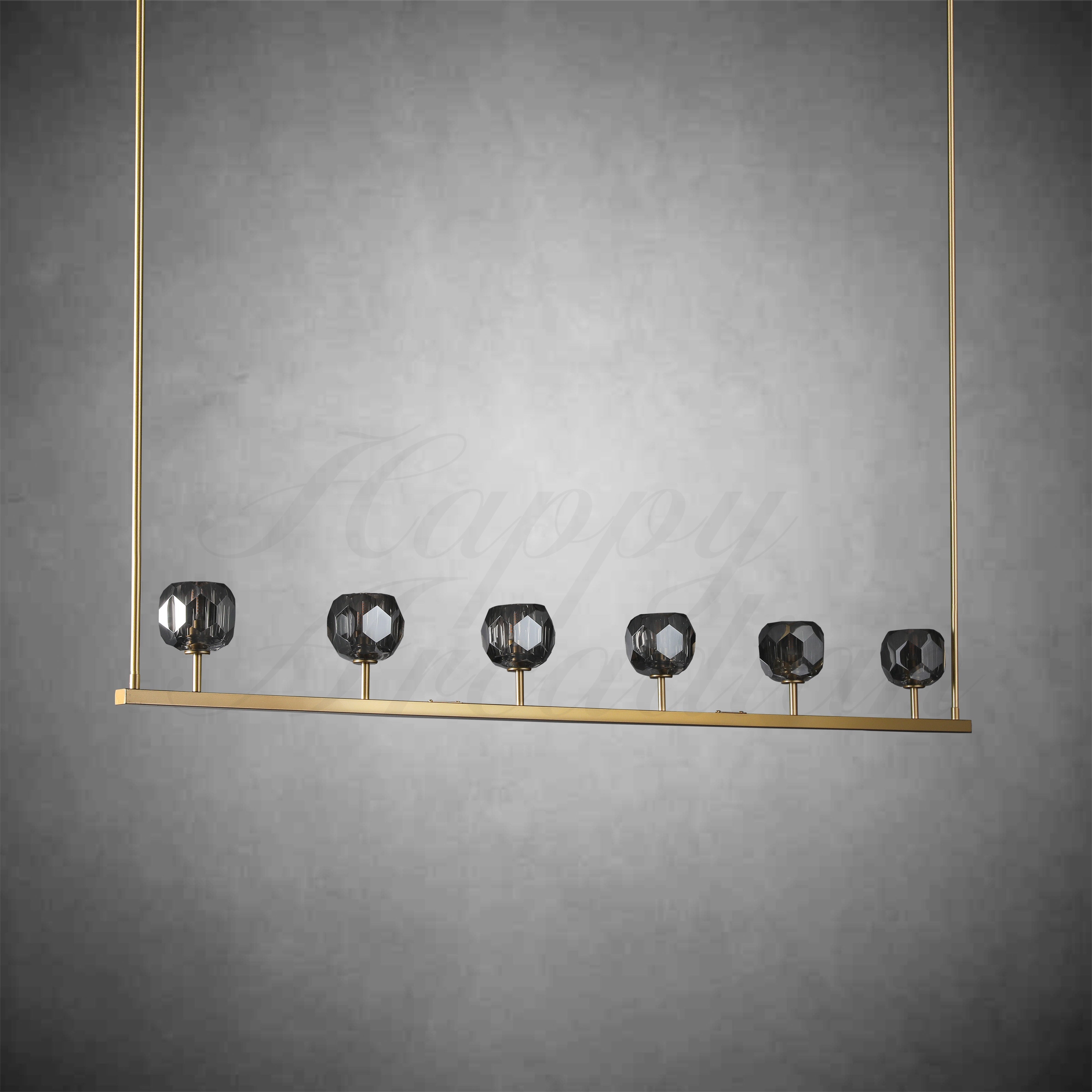HA Bola De Smoke Glass Linear Chandelier 48" for Living room