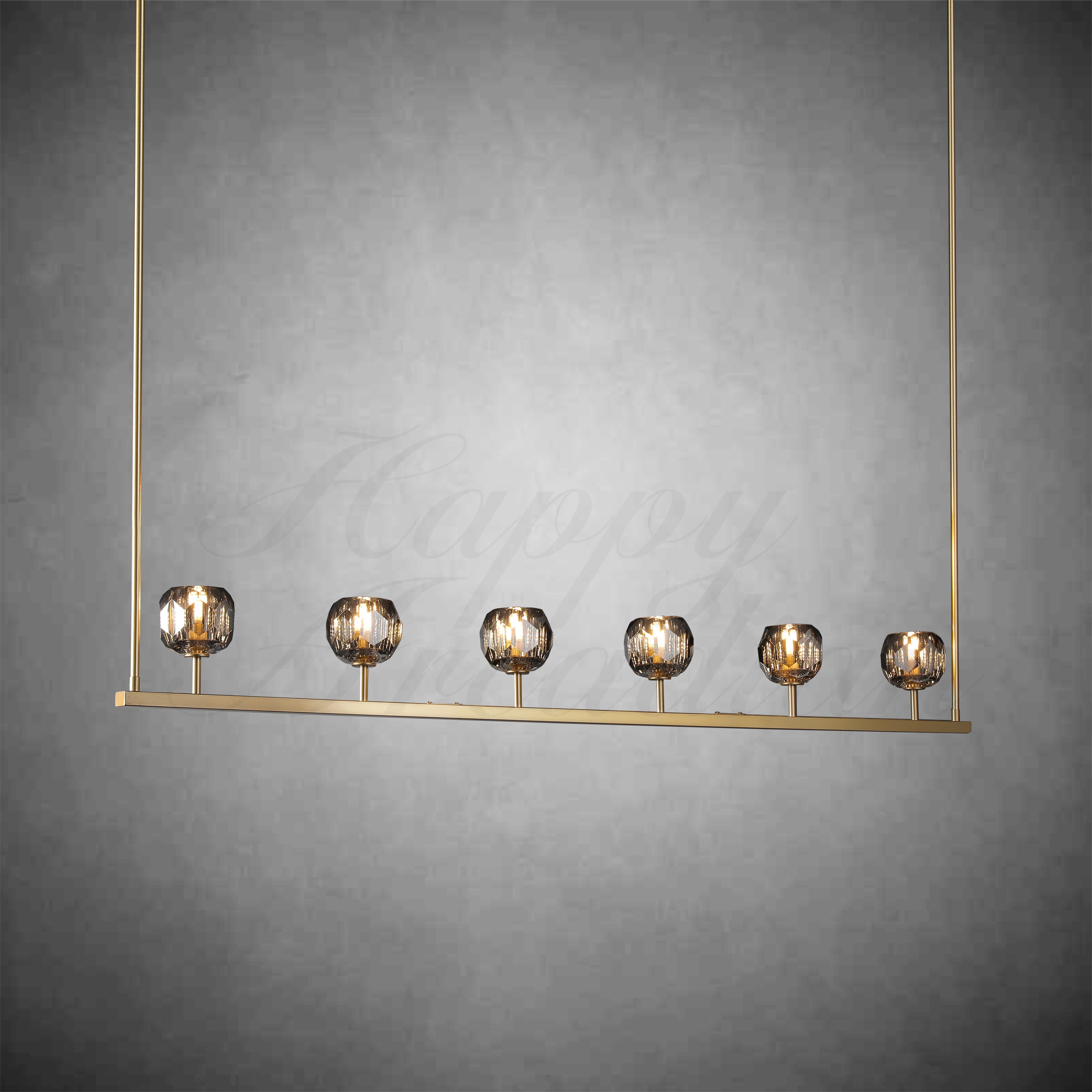 HA Bola De Smoke Glass Linear Chandelier 48" for Living room