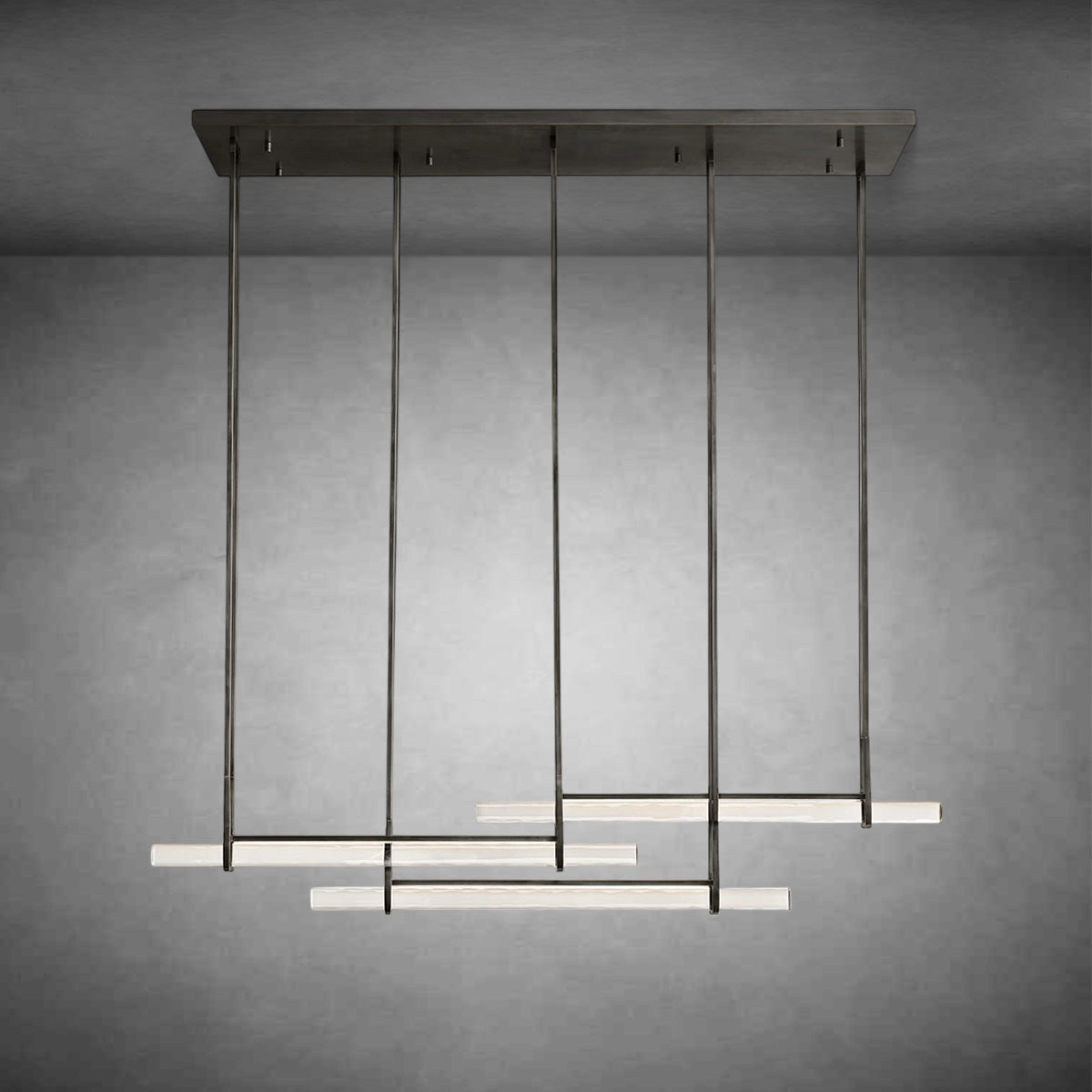 Aurivox Crystal Triple Bar Linear Chandelier