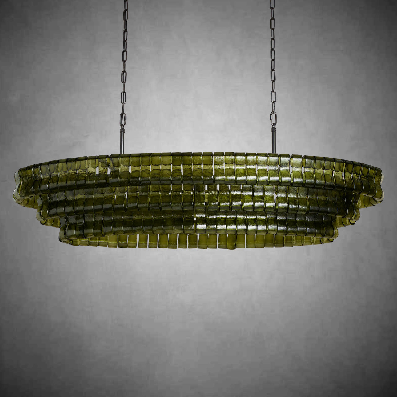 Ghiaccio Art Glass Oval Chandelier
