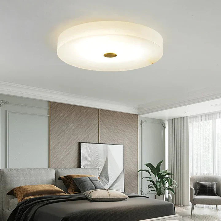 Alabaster Flush Mounted Round Chandelier