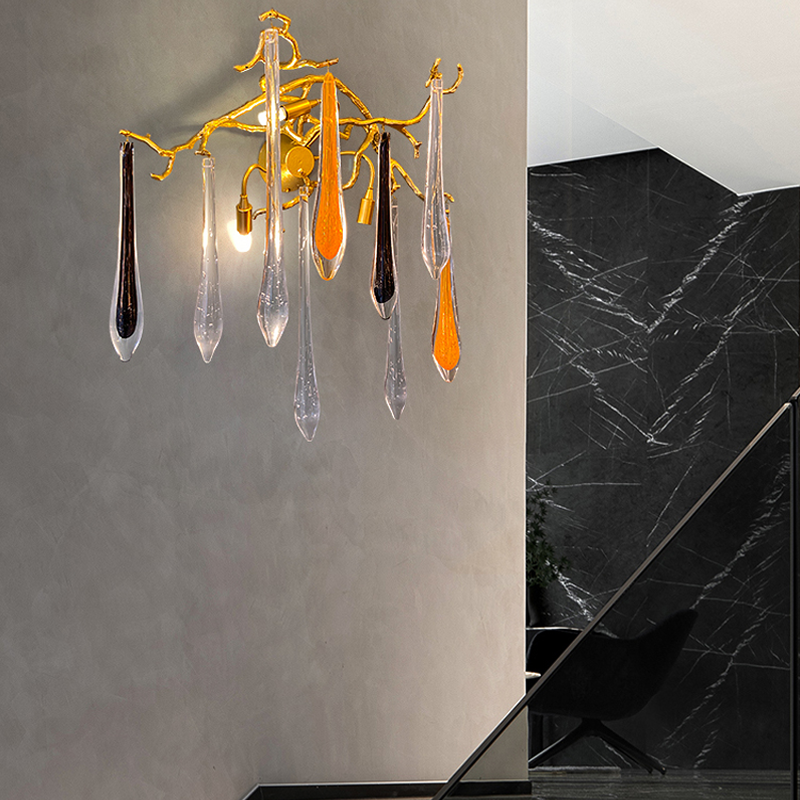 Agnes Branch Gold Brass Crystal Wall Sconce with LED Illumination