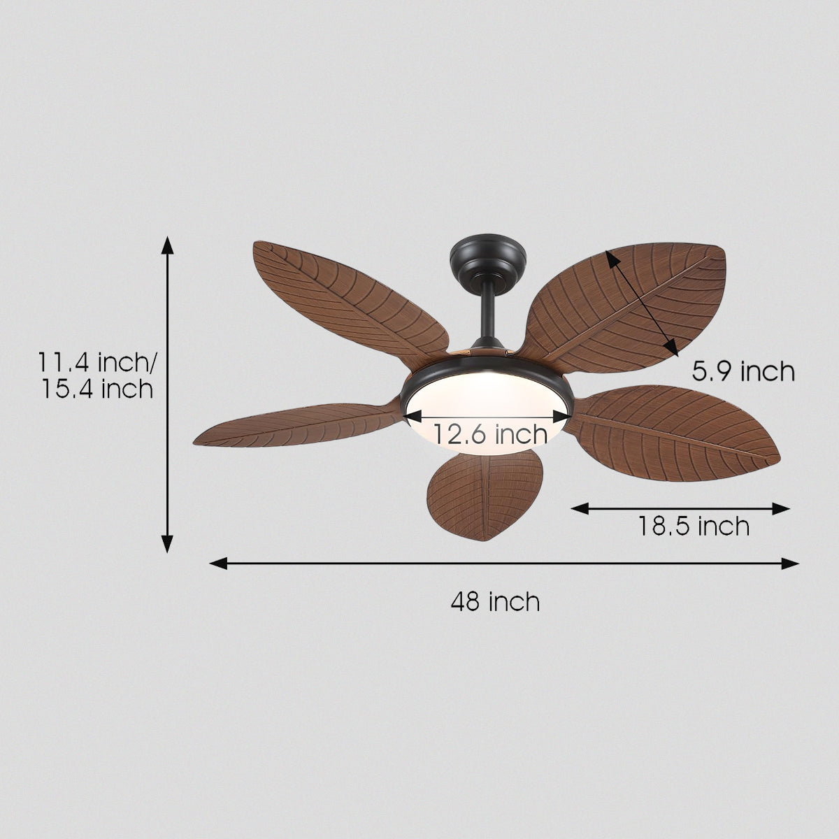 Ceiling Fan Palm Leaf Ceiling Fan 6 Speeds Reversible Ceiling Fans with Lights 48"