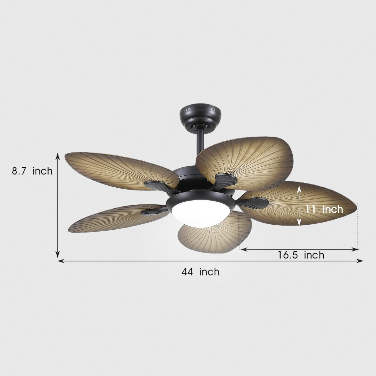 Retro Banana Leaf Shaped Blade Ceiling Fan Lamp 44"