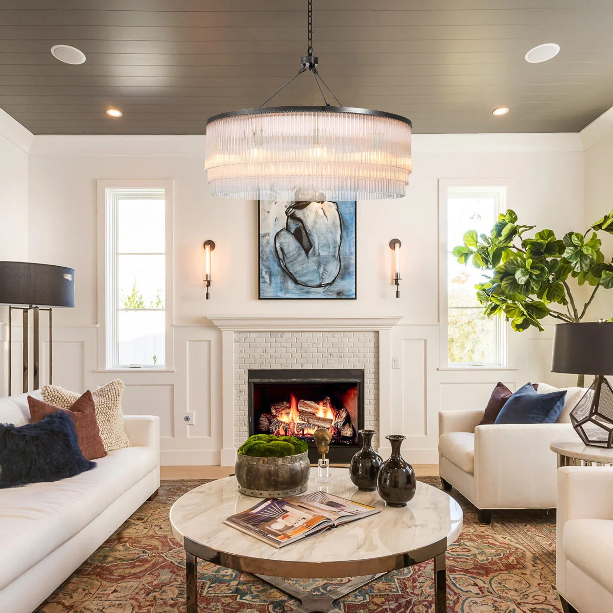 Hector L Modern Brass Glass Chandelier