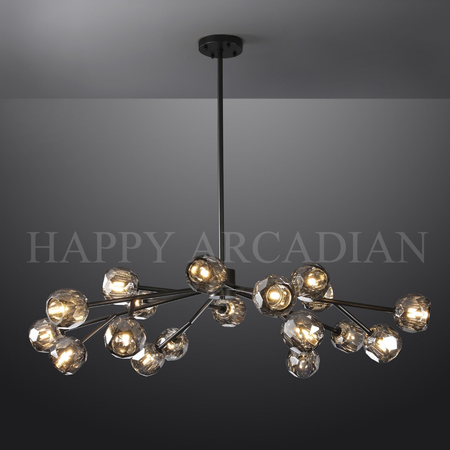HA Bola De Smoke Crystal Round Chandelier 48"