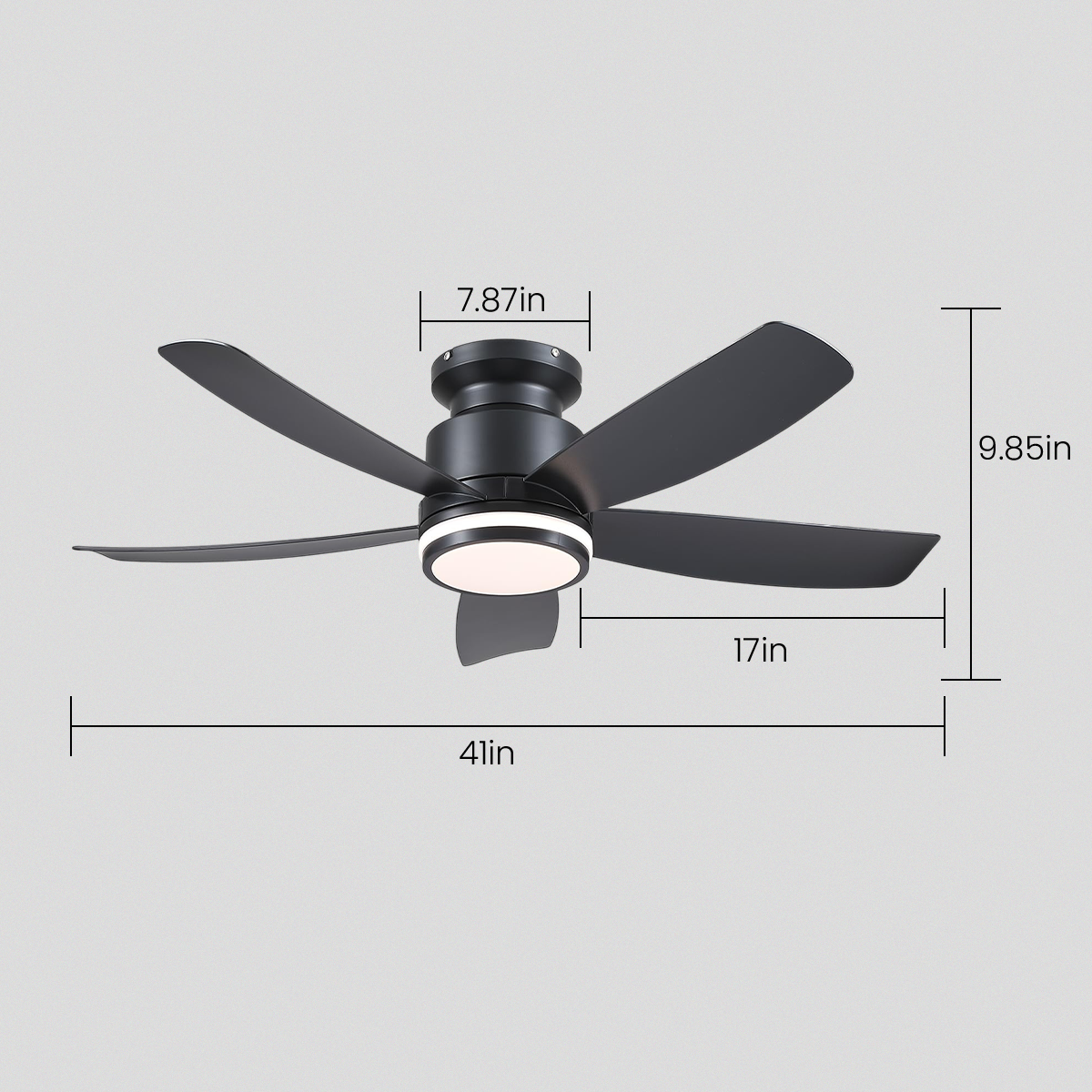 Recessed Remote Control Ceiling Fan Light 41"