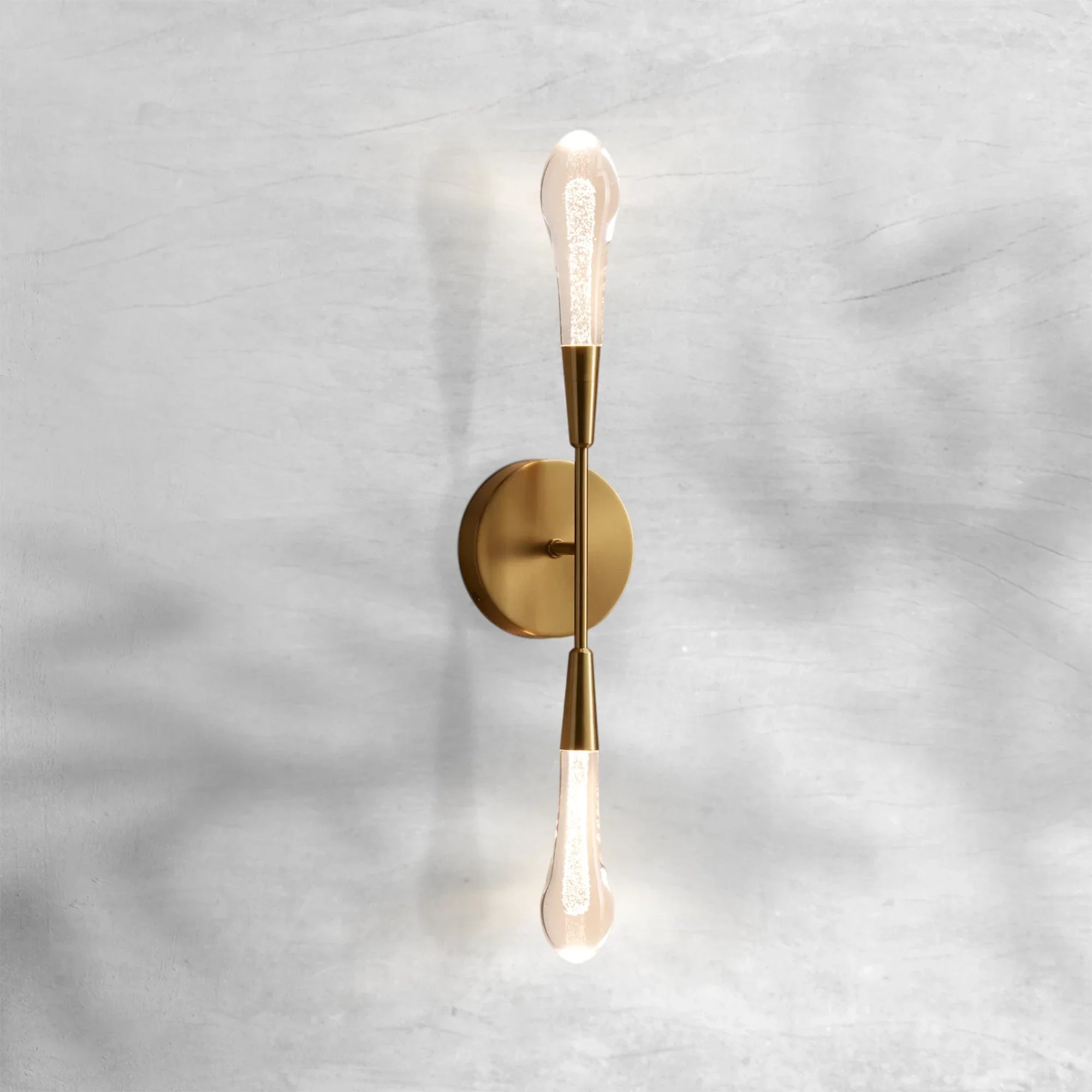 Elegant Soltaire Double Sconce with LED and Brass Finish