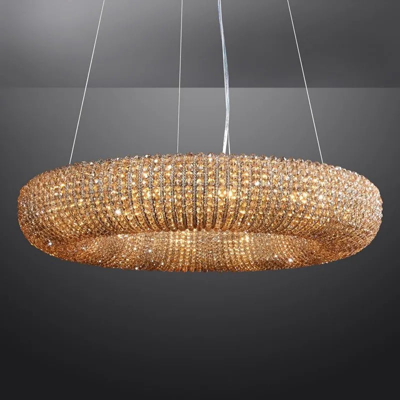 Amber Luxury Crystal Smoke Round Chandeliers
