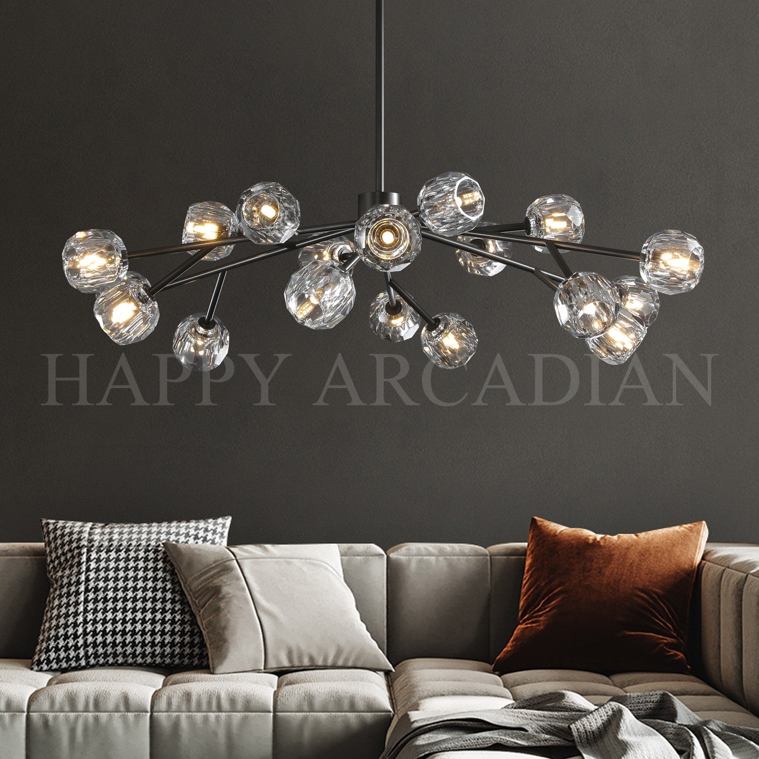 HA Bola De Clear Crystal Round Chandelier 48"