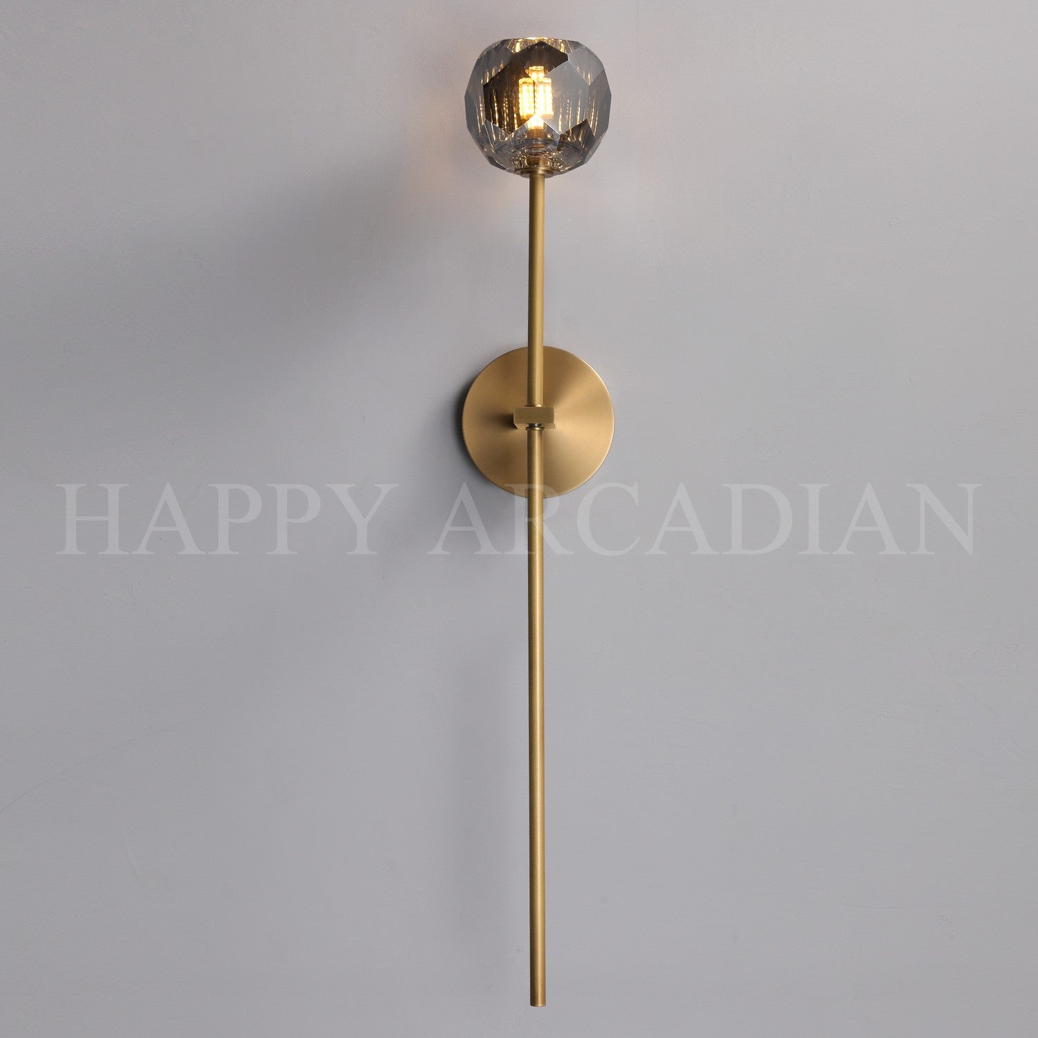 HA Bola De Long Style Smoke Crystal Wall Sconces