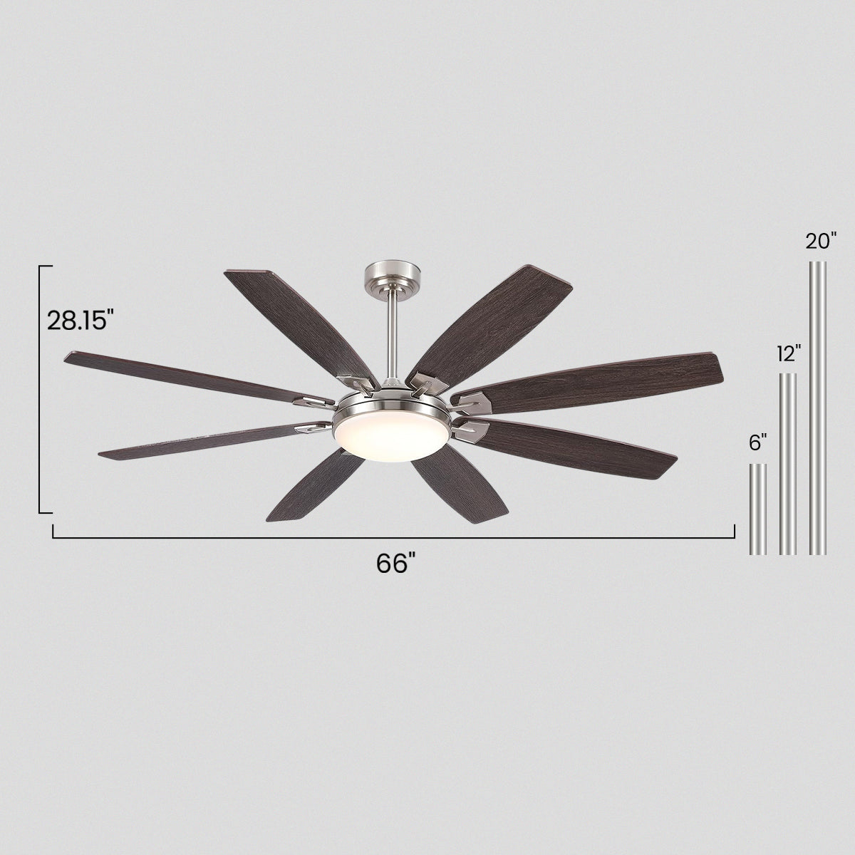 Zephyra Ceiling Fans with Lights 66"